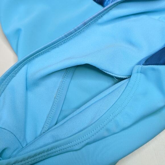 JUSTICE 16 PLUS Surf Teal Beach One Piece Swimsuit Palm Trees Girls Plus - Picture 6 of 7